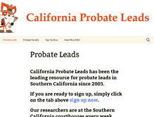 Tablet Screenshot of californiaprobateleads.com